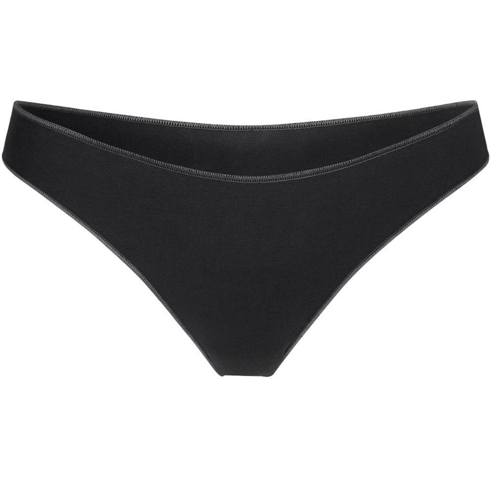 Skims Lightweight Cotton Thong Soot Tonal Black Small TH-THG-8780W - Picture 2 of 5